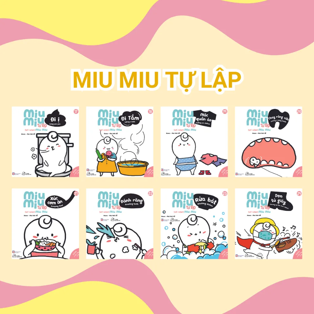 Ảnh Sách - Ehon Kĩ Năng Sống: Miu Bé Nhỏ, Miu Tự Lập - Combo 24 quyển song ngữ (Dành cho trẻ từ 1-6 tuổi) 2