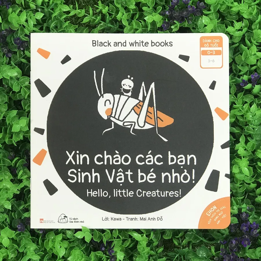 Ảnh Sách - Ehon Kích Thích Thị Giác - Song Ngữ - Black and White books - Xin Chào Các Bạn Sinh Vật Bé Nhỏ (0-3 tuổi) 2