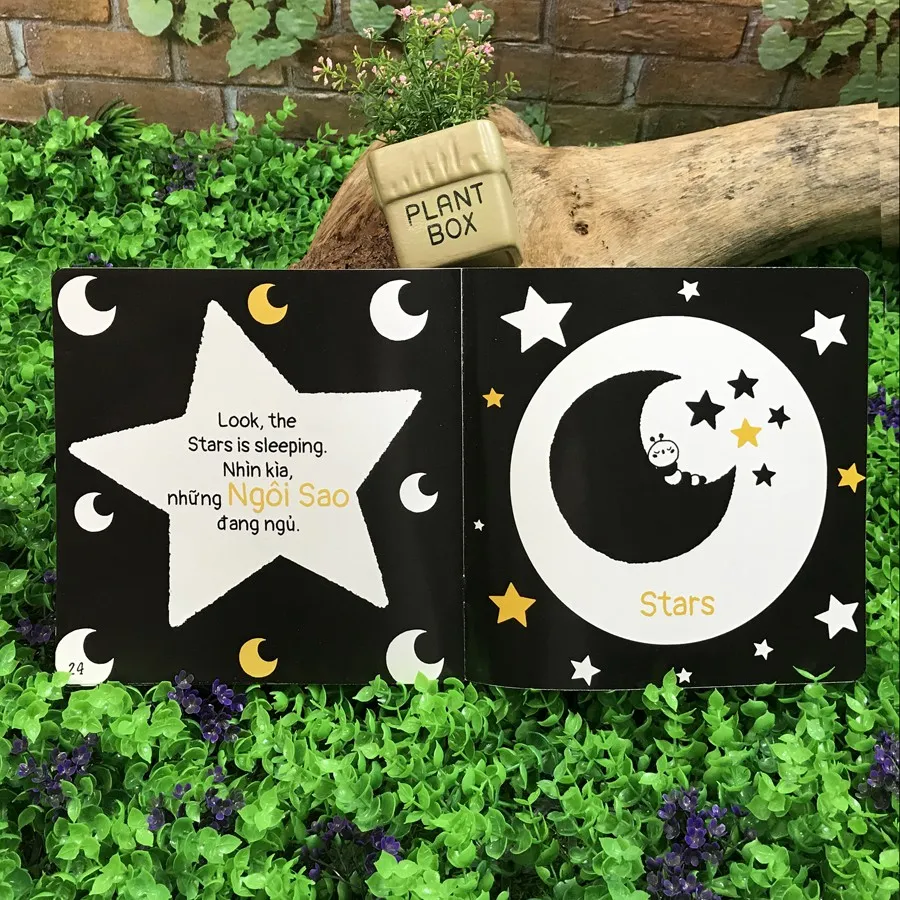 Ảnh Sách - Ehon Kích Thích Thị Giác - Song Ngữ - Black and White books (6 quyển, lẻ tùy chọn) 3