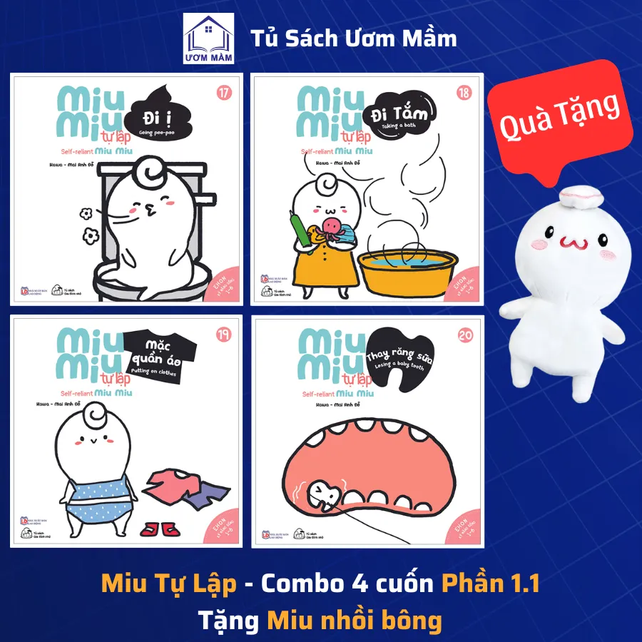 Ảnh Sách Ehon Miu Miu Tự Lập - Phần 1 - Tặng Miu nhồi bông xinh xắn - Song Ngữ Anh - Việt (1-6 tuổi) 1