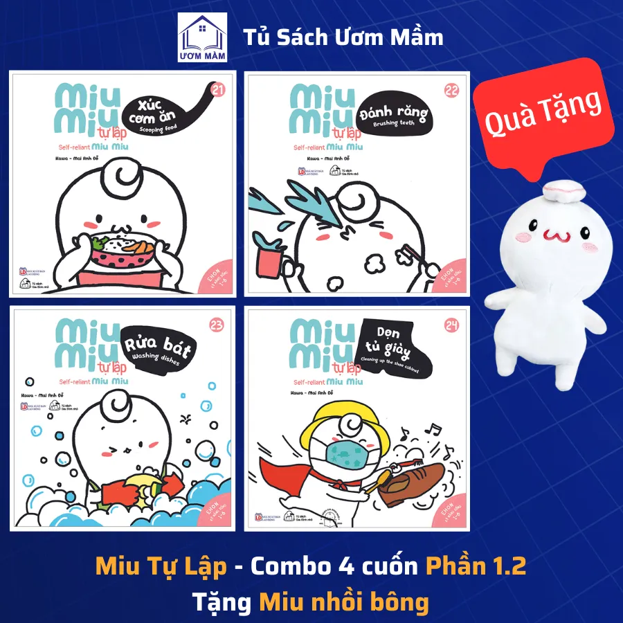 Ảnh Sách Ehon Miu Miu Tự Lập - Phần 1 - Tặng Miu nhồi bông xinh xắn - Song Ngữ Anh - Việt (1-6 tuổi) 2