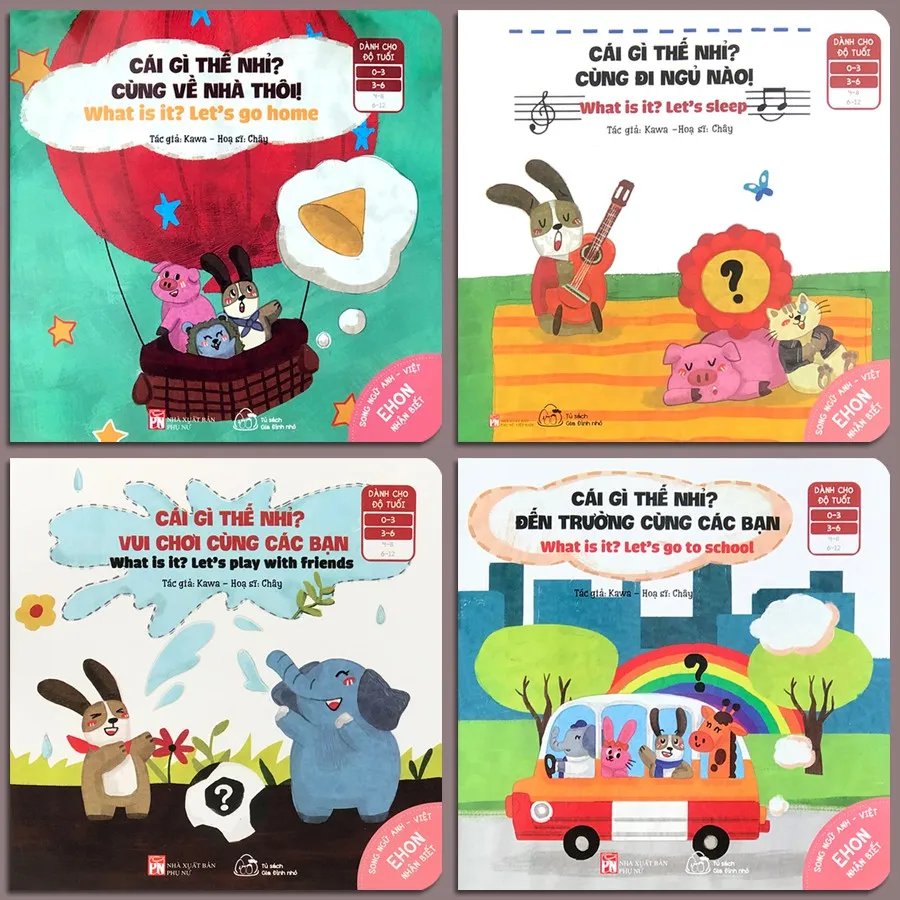 Ảnh Sách - Ehon Nhận Biết - Cái Gì Thế Nhỉ? (Bộ 4 quyển, lẻ tùy chọn) (Song ngữ Anh - Việt cho bé 0-6 tuổi) 1