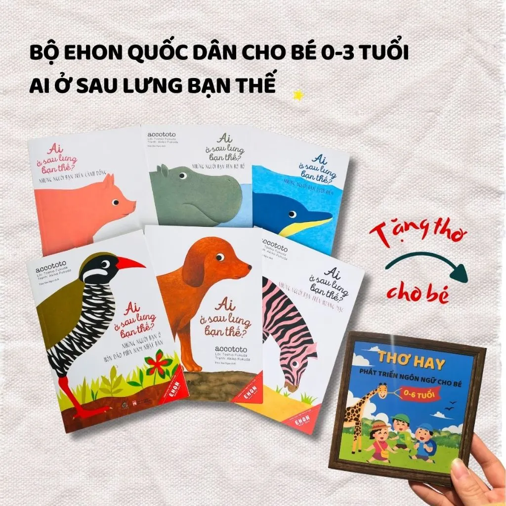 Ảnh Sách Ehon Nhật Bản - Combo 6 cuốn Ai ở sau lưng bạn thế - Dành cho bé 0-3 tuổi 1