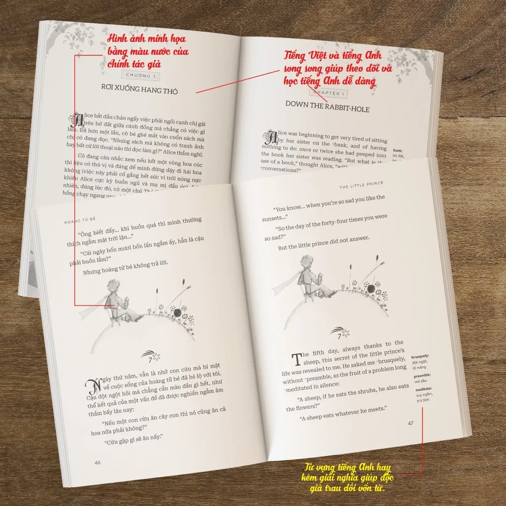 Ảnh Sách Hoàng Tử Bé - The Little Prince kinh điển, truyện song ngữ có note từ vựng kèm nghe 3