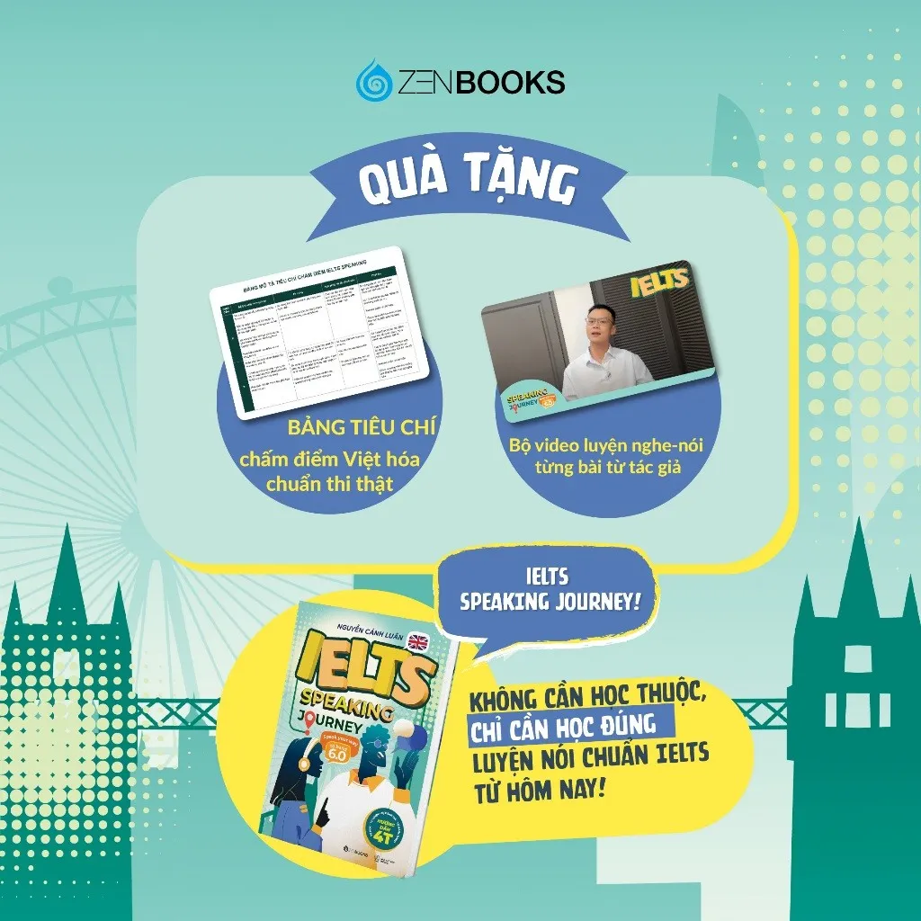 Ảnh Sách - IELTS Speaking Journey: Lộ trình tự học IELTS Speaking từ cơ bản đến band 6.0  - Nguyễn Cảnh Luân - Zenbooks 1