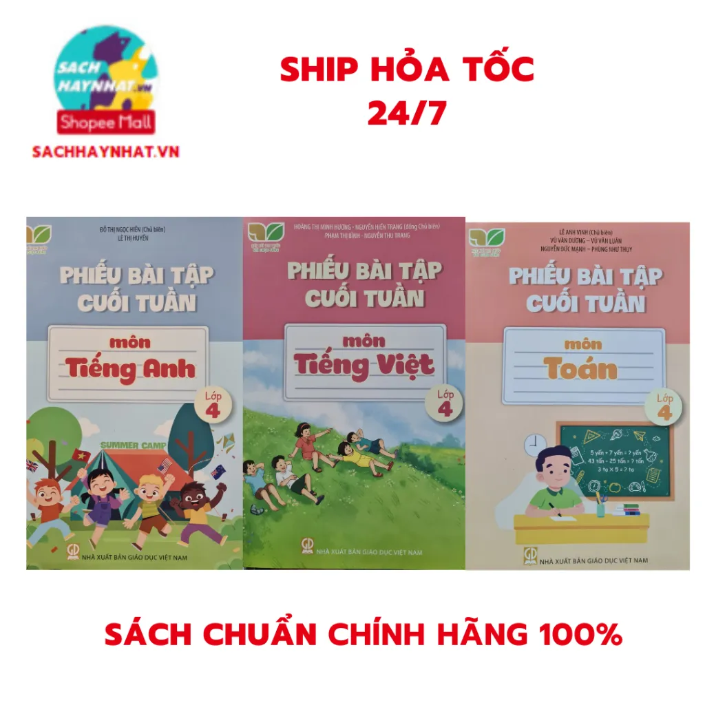 Ảnh Sách - ( Kết nối tri thức ) Phiếu bài tập cuối tuần môn tiếng anh,toán,tiếng việt lớp 4 - Combo +lẻ tùy chọn 1