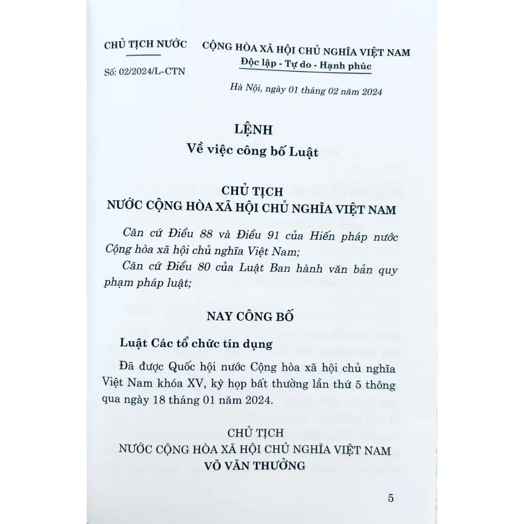 Ảnh Sách - Luật Các Tổ Chức Tín Dụng 2
