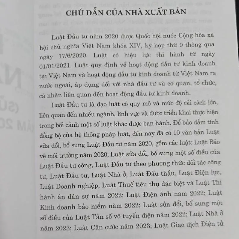 Ảnh Sách - Luật đầu tư năm 2020 (sửa đổi, bổ sung năm 2020, 2022, 2023, 2024)  (NXB Chính trị quốc gia Sự thật) 1