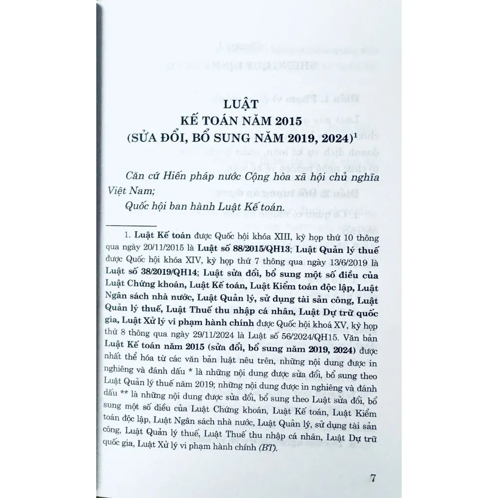 Ảnh Sách - Luật Kế Toán Năm 2015 ( Sửa Đổi, Bổ Sung Năm 2019, 2024) 3