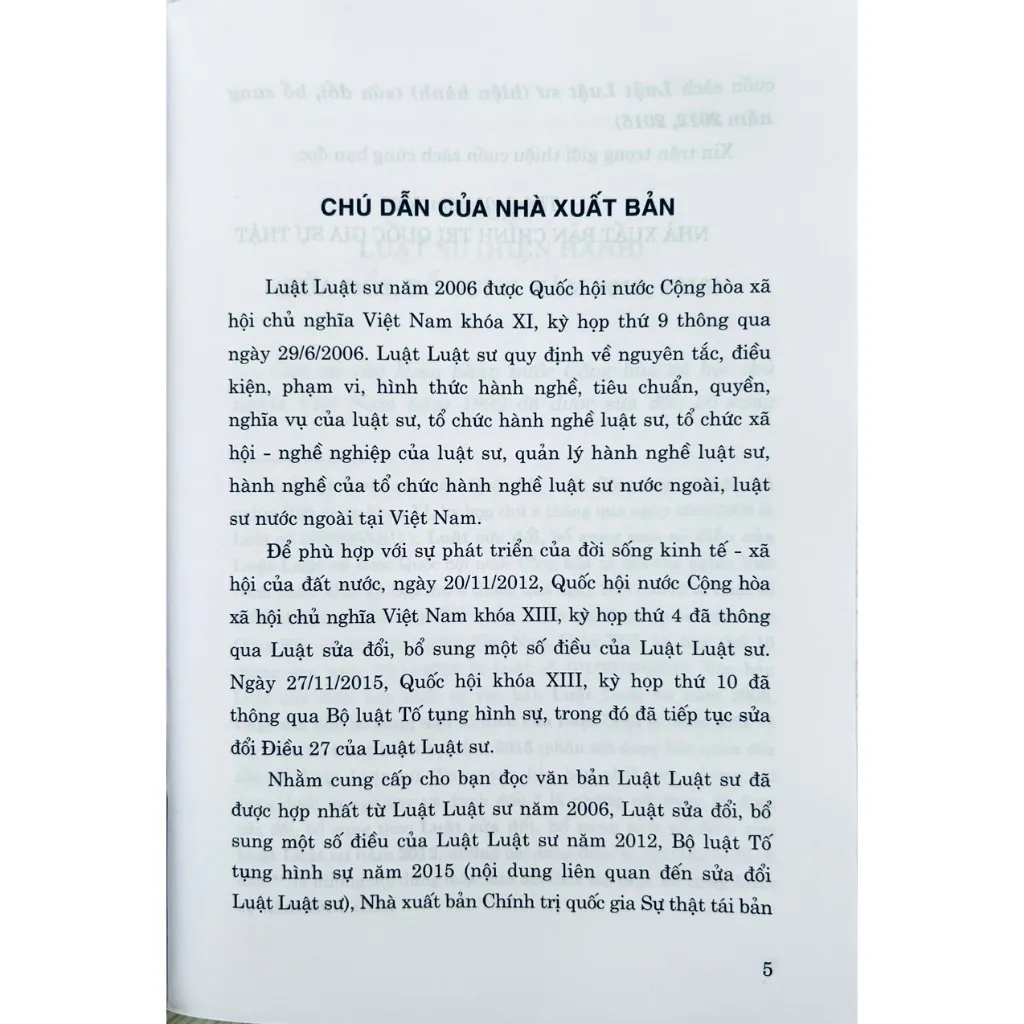 Ảnh Sách - Luật Luật Sư (Hiện Hành) (sửa đổi, bổ sung năm 2012, 2015) 2