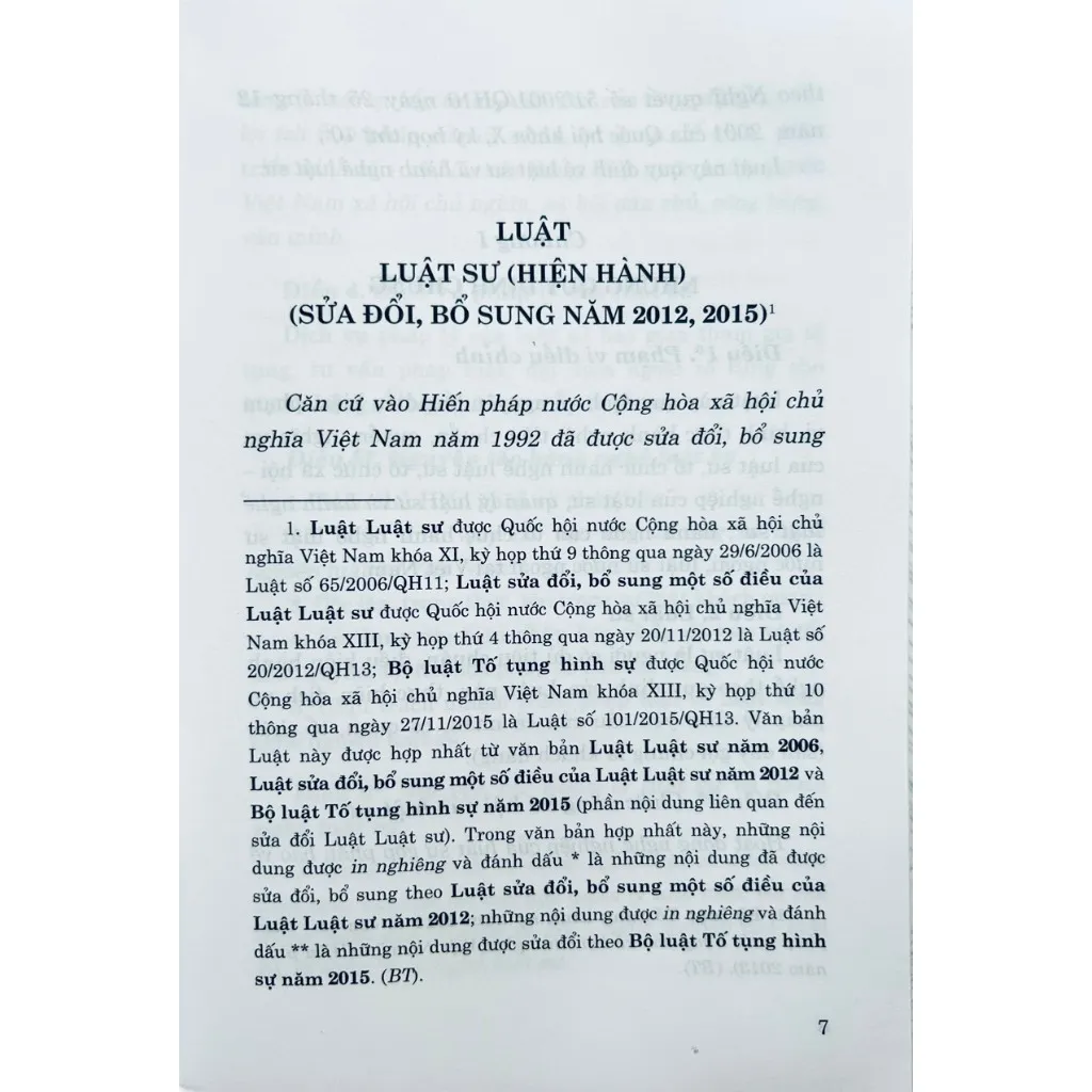 Ảnh Sách - Luật Luật Sư (Hiện Hành) (sửa đổi, bổ sung năm 2012, 2015) 4