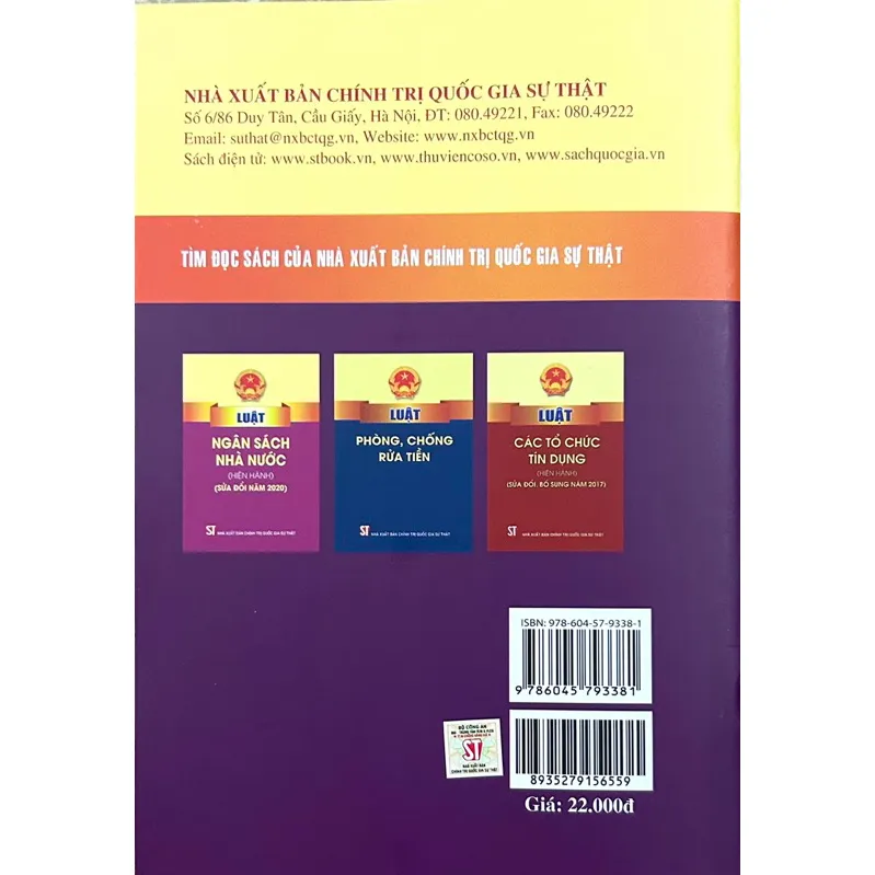 Ảnh Sách - Luật Ngân Hàng Nhà Nước Việt Nam (Hiện Hành) (Sửa Đổi, Bổ Sung Năm 2022) 1