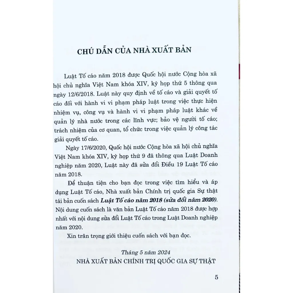 Ảnh Sách - Luật Tố Cáo (Hiện Hành) (Sửa Đổi Năm 2020) 2
