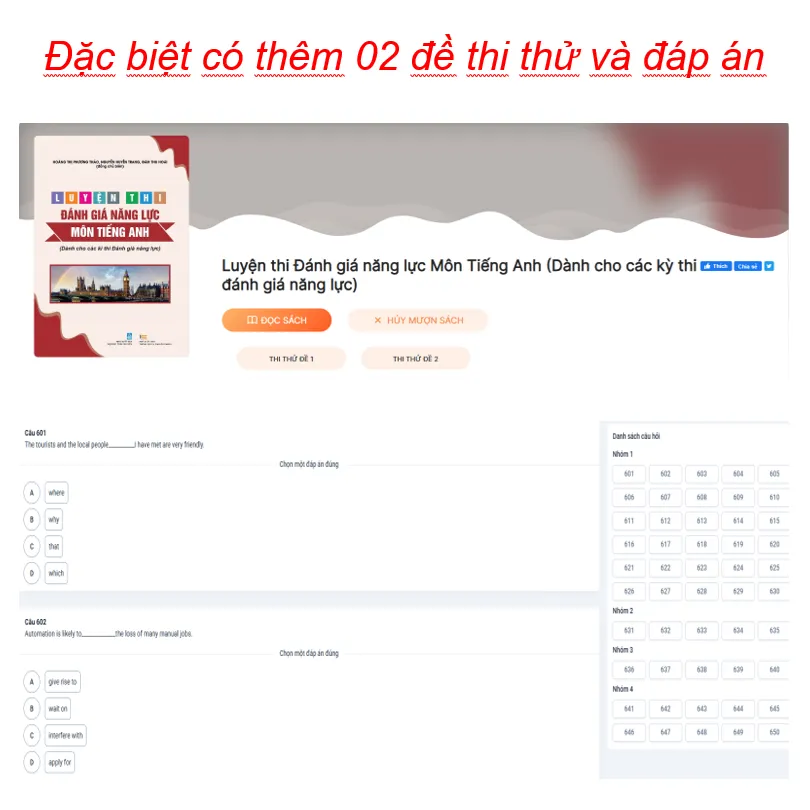 Ảnh Sách Luyện thi Đánh giá Năng lực Môn Tiếng Anh 2
