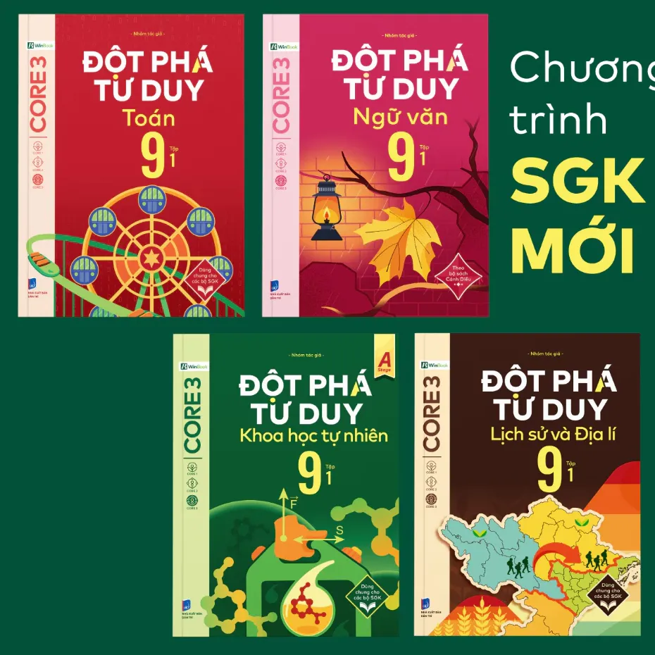 Ảnh Sách - Đột phá tư duy Toán, Văn, Sử, Địa, Khoa Học Tự Nhiên Lớp 9 - in màu - Dùng chung cho các bộ SGK chương trình mới 1