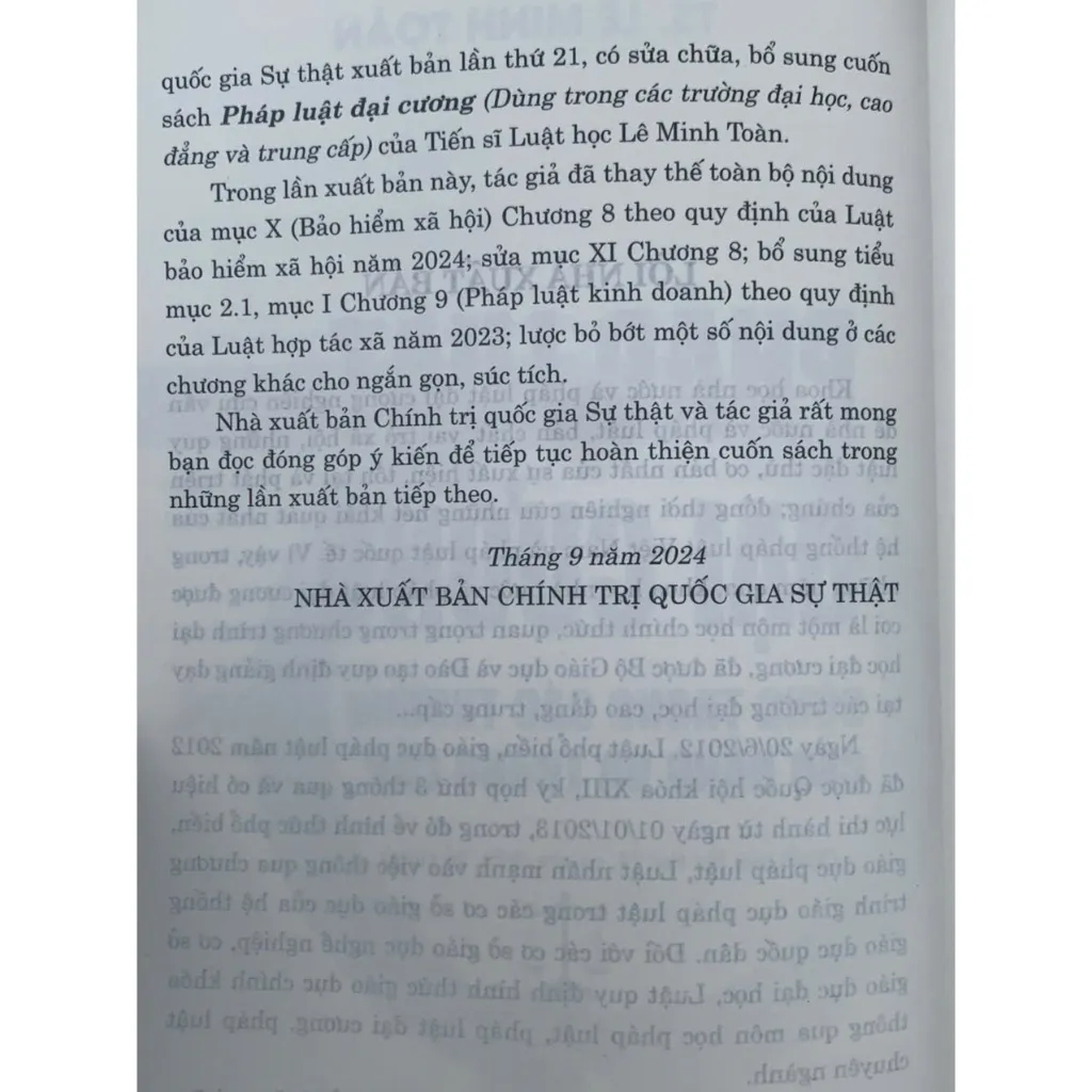 Ảnh Sách- Pháp luật đại cương - Dùng trong các trường đại học, cao đẳng và trung cấp 3