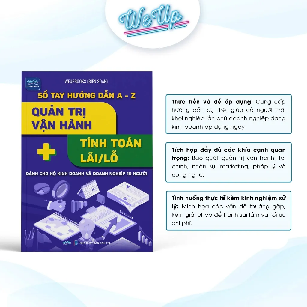 Ảnh Sách "Sổ tay hướng dẫn A-Z  Quản trị vận hành + Tính toán lãi/lỗ dành cho Hộ kinh doanh và Doanh nghiệp 10 người" 1