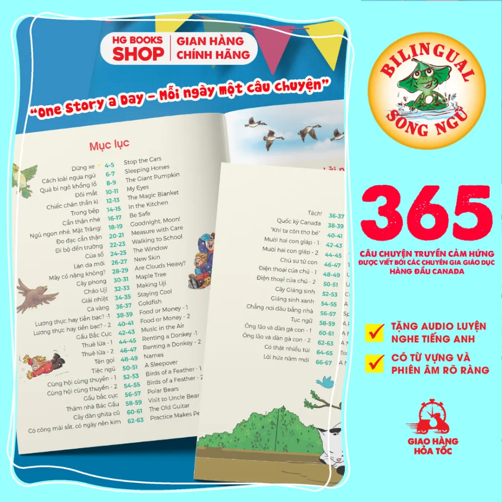 Ảnh Sách song ngữ cho bé One Story A Day 12 tập 365 câu chuyện phát triển trí tuệ và nuôi dưỡng tâm hồn 2