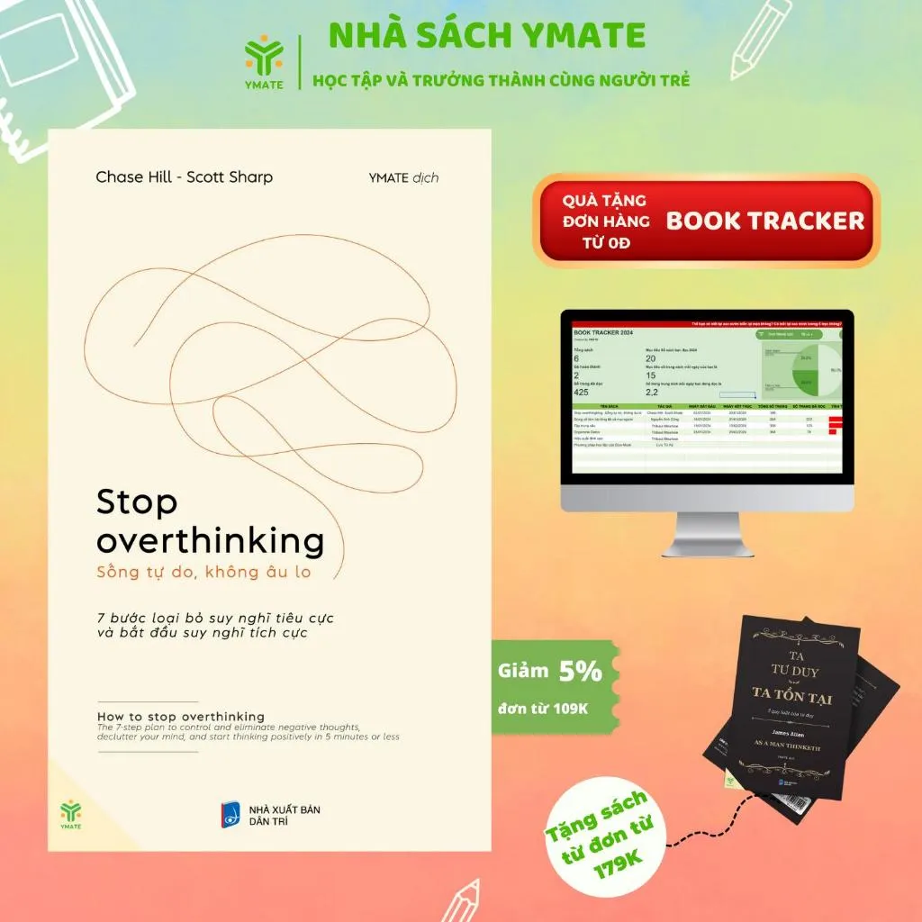 Ảnh Sách Stop Overthinking + Đừng Cố Làm Hài Lòng Tất Cả Mọi Người + Ta Tư Duy Ta Tồn Tại - YMATE 1