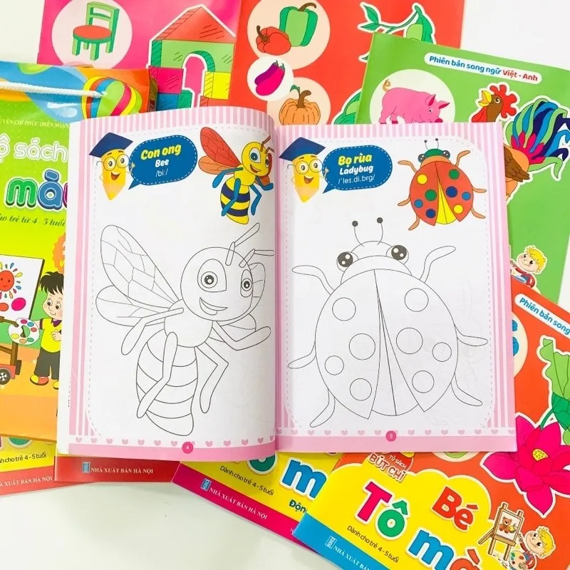 Ảnh Sách - Tập Tô Màu Cho Bé Từ 4-5 Tuổi Bộ 8 Quyển Tô Màu Song Ngữ Anh Việt 3