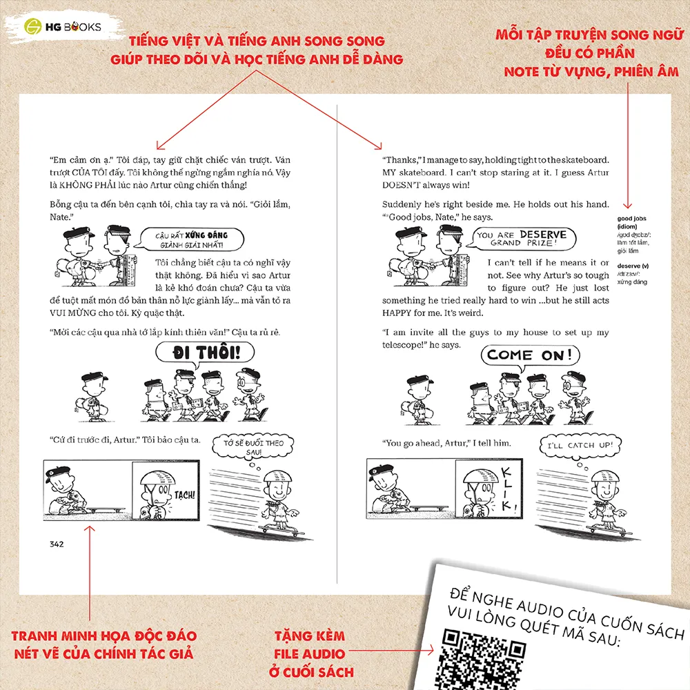 Ảnh Sách Thiếu Nhi - Big Nate - Bản Song Ngữ và Tiếng Việt Kèm File Nghe & Note Từ Vựng - HG Books 4