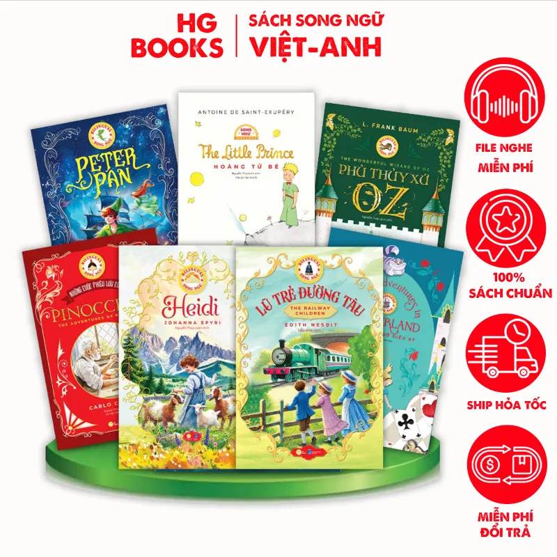 Ảnh Sách thiếu nhi kinh điển Song ngữ Hoàng Tử Bé, Alice, Heidi, Peter Pan tặng file nghe & note từ vựng 1