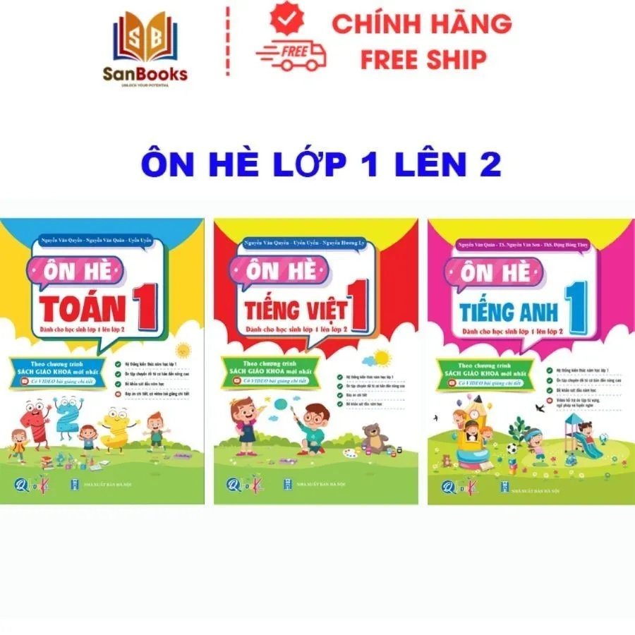 Ảnh Sách - Trọn bộ ôn hè Toán, Tiếng Việt, Tiếng Anh lớp 1,2,3,4,5 (3 cuốn)- Qbooks 2
