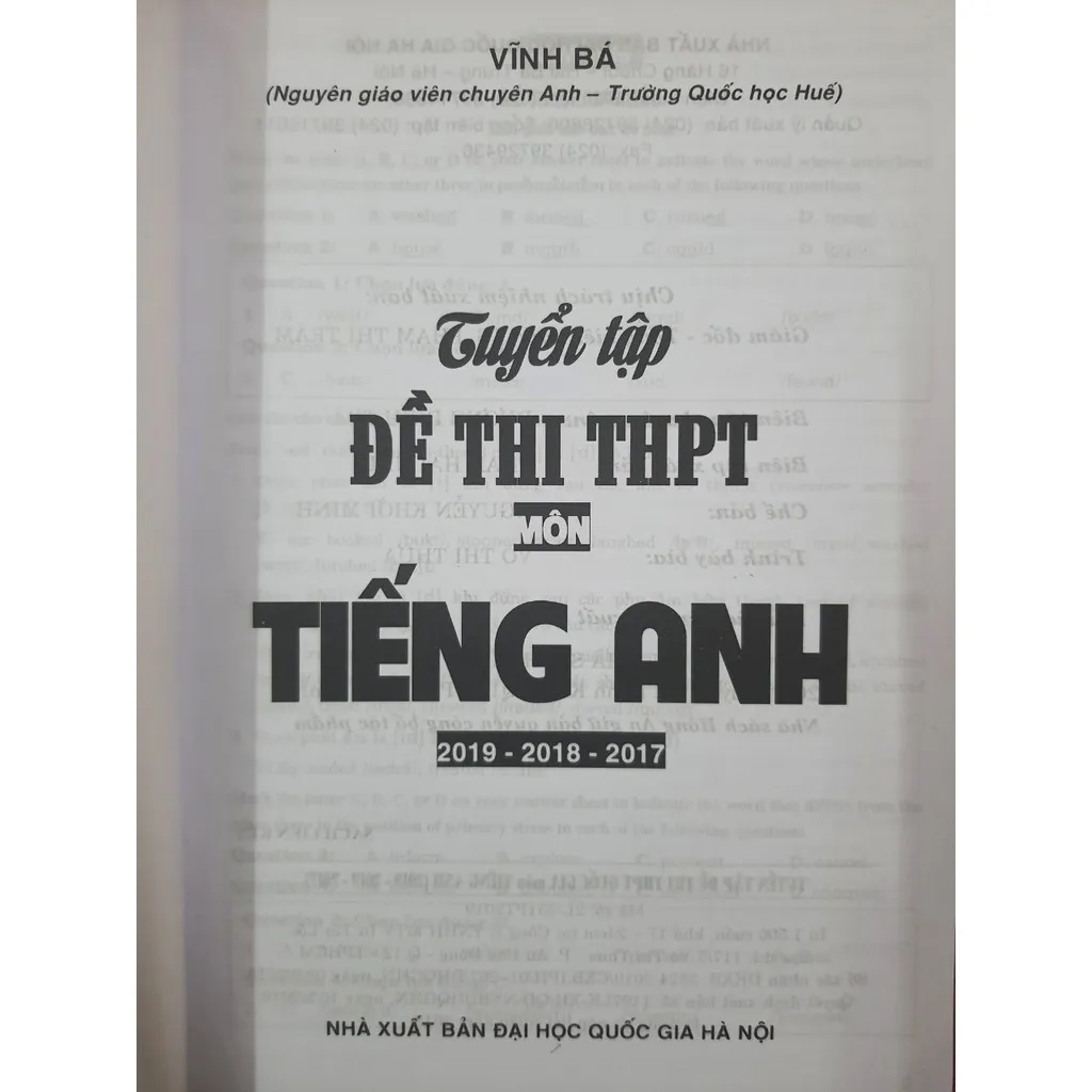 Ảnh Sách - Tuyển tập Đề thi THPT quốc gia Môn Tiếng Anh 2