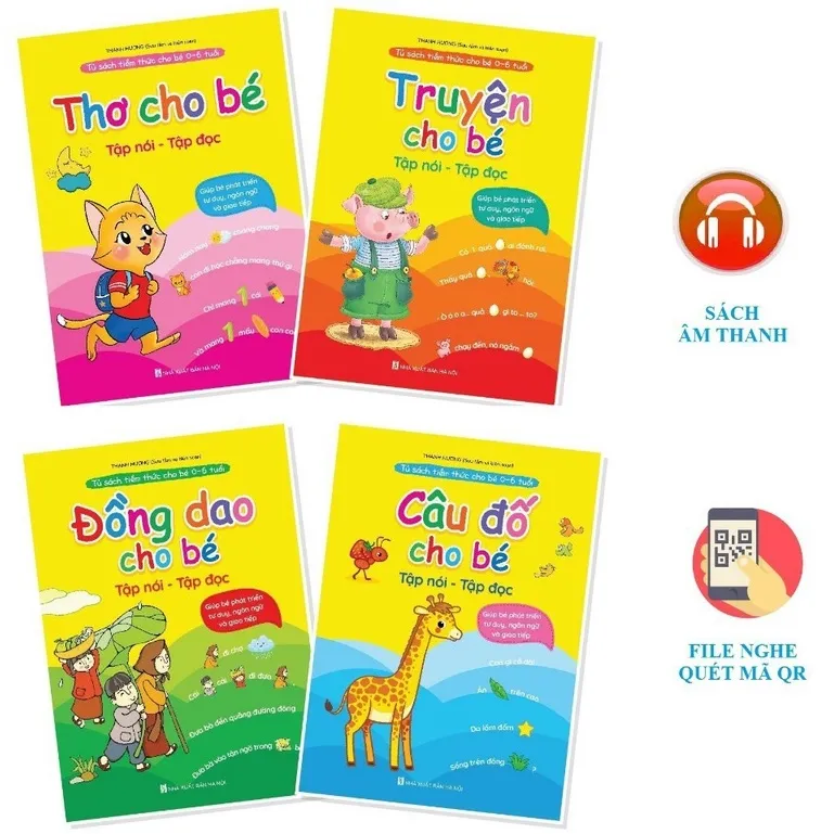 Ảnh Sách - Tuyển tập Thơ - Truyện - Đồng dao - Câu đố cho bé từ 0-6 tuổi (sách có kèm file nghe) giúp trẻ tập nói tập đọc 1
