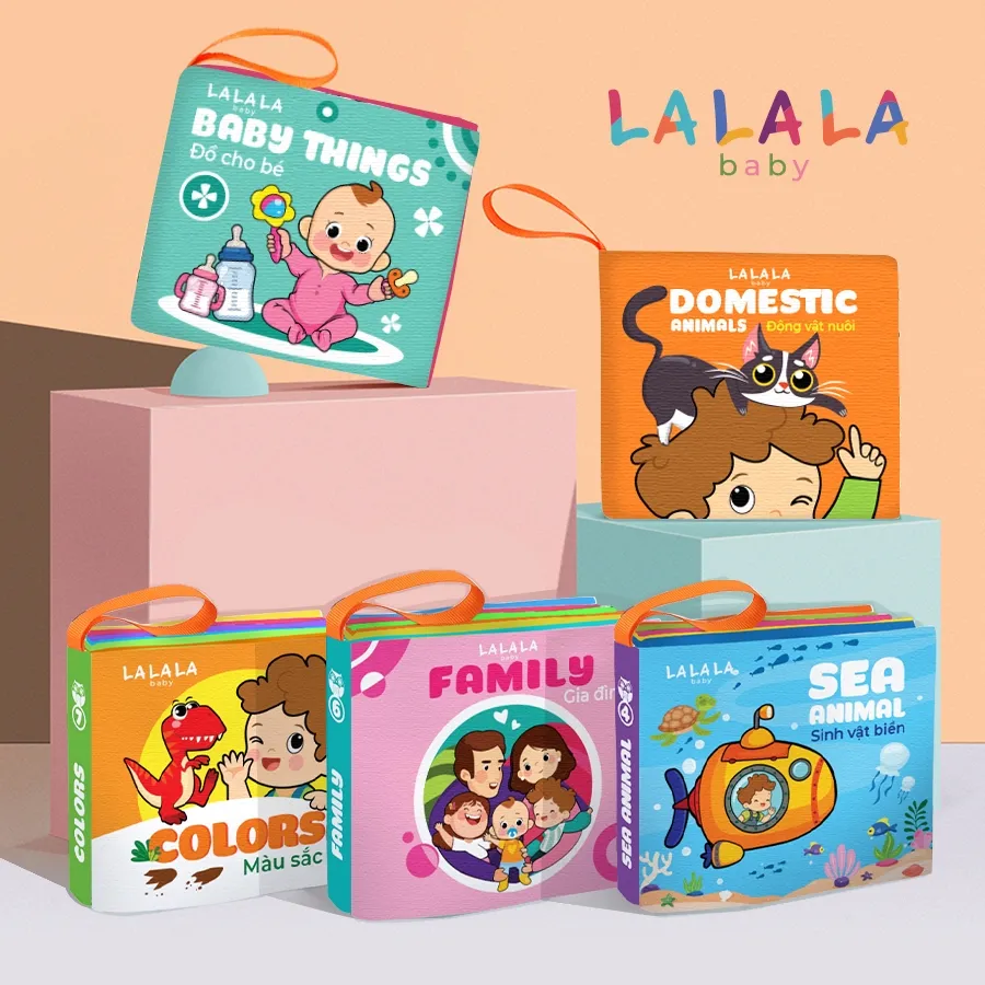 Ảnh Sách Vải Cho Bé Sơ Sinh Lalababy, An Toàn Tuyệt Đối Cho Bé, Kích Thước 12x11cm, 8 Mặt Sột Soạt 4