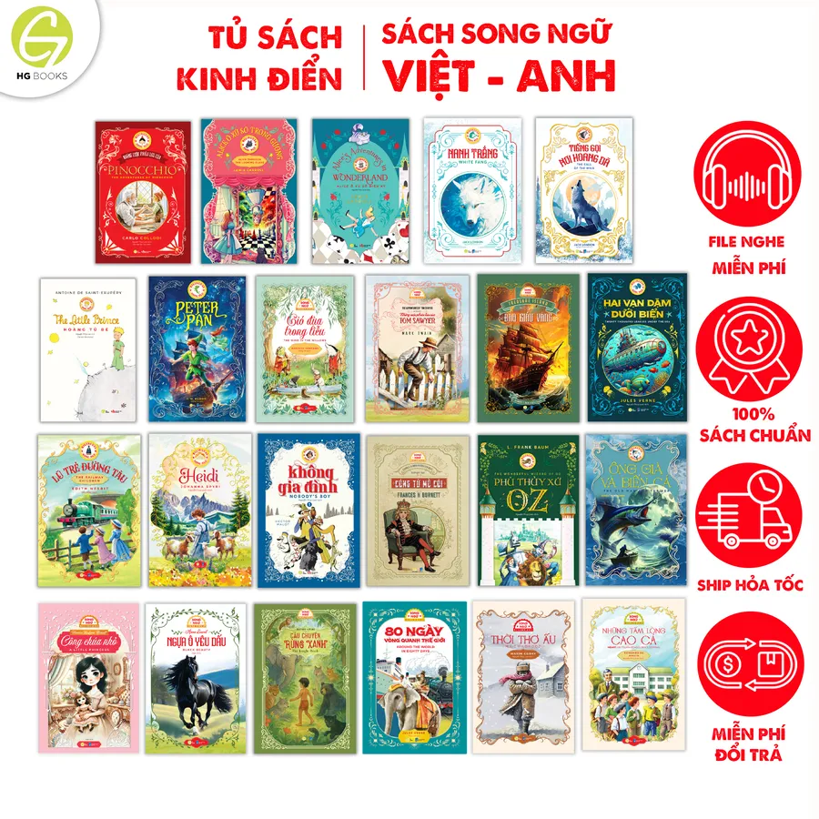 Ảnh Sách văn học kinh điển song ngữ - Sách văn học, tặng audio và note từ vựng song ngữ - HG Books 1