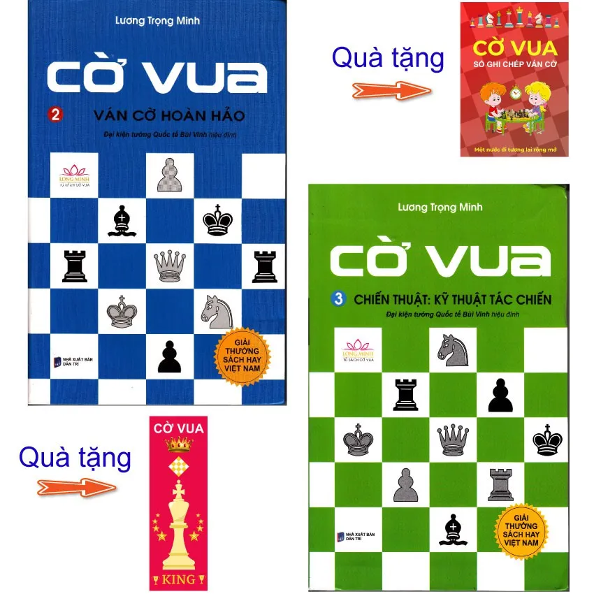 Ảnh Sách-Combo 2 cuốn CỜ VUA, VÁN CỜ HOÀN HẢO (Tập 2), CHIẾN THUẬT: KỸ THUẬT TÁC CHIẾN (tập 3), tặng bookmark và Sổ ghi chép 1