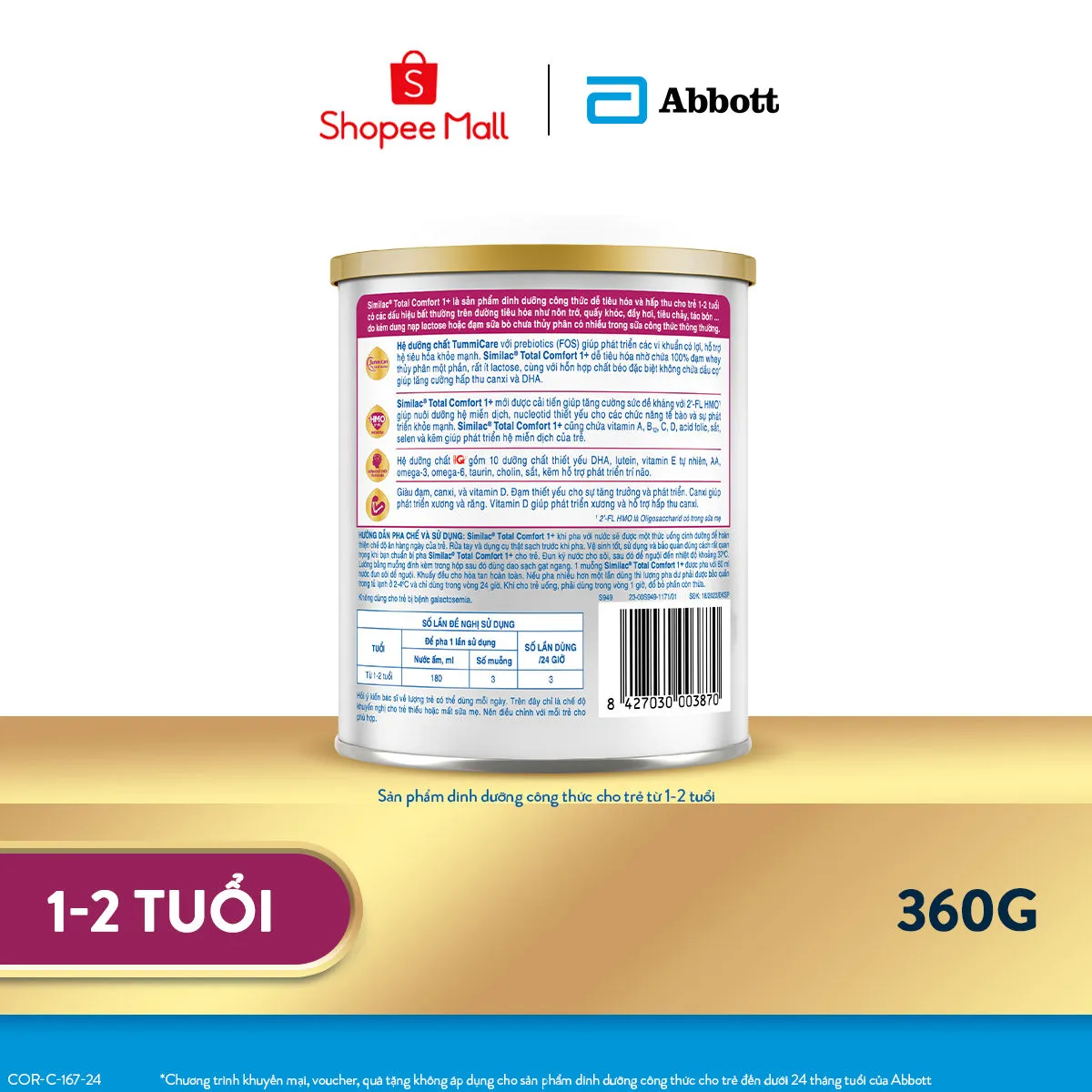 Ảnh Sản phẩm dinh dưỡng công thức cho trẻ từ 1 tuổi trở lên Similac Total Comfort 1+ 360g 2