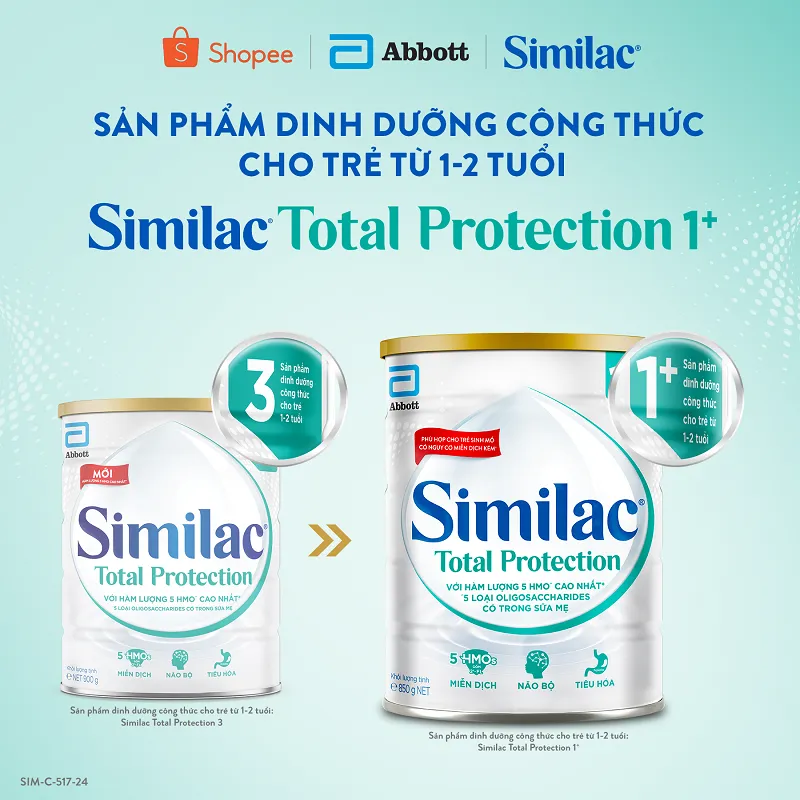 Ảnh Sản phẩm dinhdưỡng côngthức chotrẻ từ1-2tuổi:Similac®Total Protection 1+850g(Phùhợpchotrẻ sinh mổ có nguycơ miễndịchkém) 1