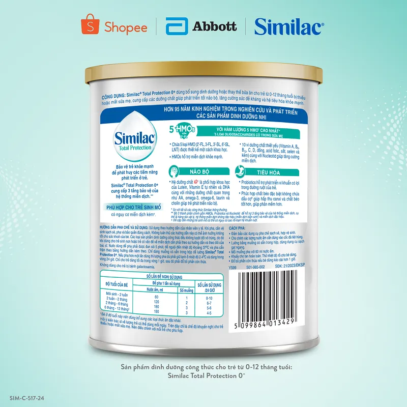 Ảnh Sản phẩm dinhdưỡng côngthức chotrẻ từ0-12tháng:Similac®Total Protection 0+380g(Phùhợpchotrẻ sinhmổ cónguycơ miễndịchkém) 3