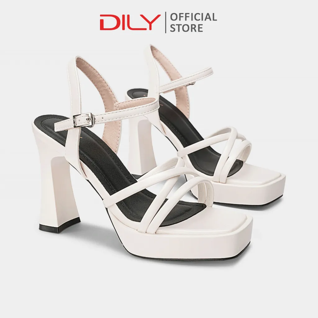 Ảnh Sandal cao gót nữ DILY đế đúp quai mảnh tôn dáng, sandal cao gót mũi vuông trendy cao 9.5cm DL0546 2