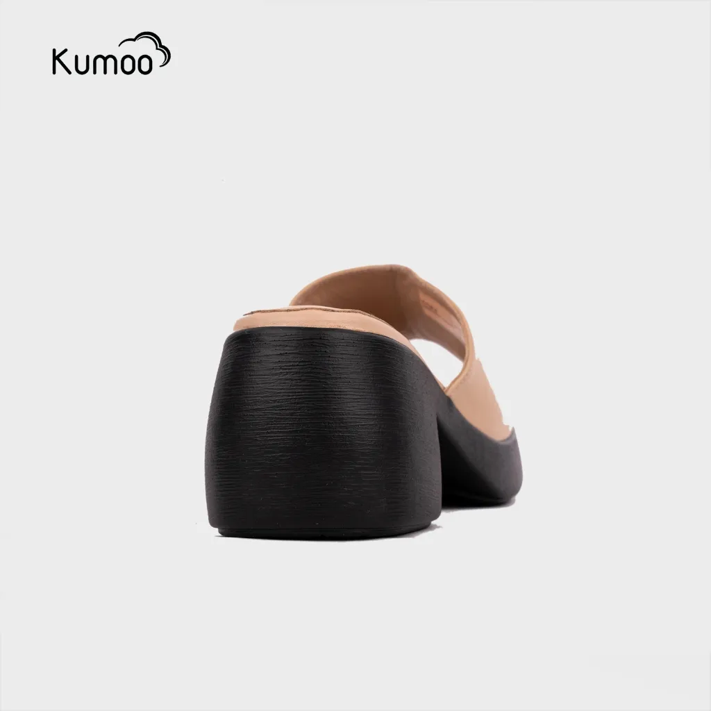 Ảnh Sandal Cao Gót Nữ KUMOO Màu Kem SDCG-KUMO-011 Đế Vuông Lugsole 7cm Cao Trước 2cm Thời Trang Cá Tính 4