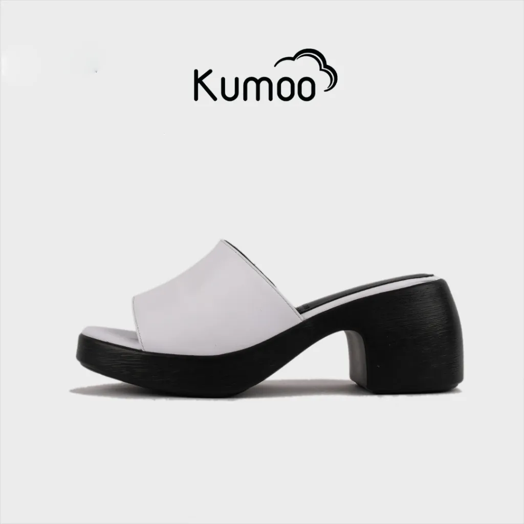 Ảnh Sandal Cao Gót Nữ KUMOO Màu Trắng SDCG-KUMO-011 Đế Vuông Lugsole 7cm Cao Trước 2cm Thời Trang 1