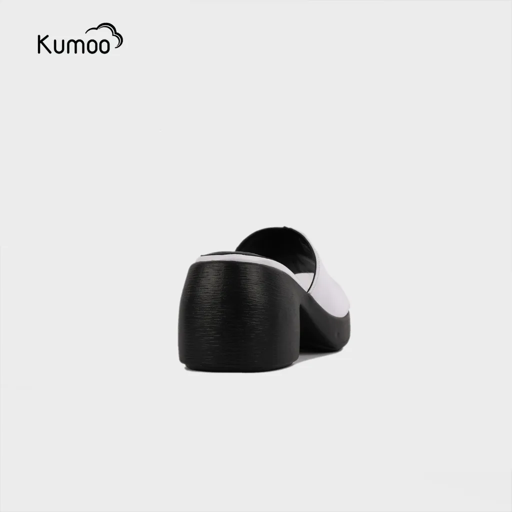 Ảnh Sandal Cao Gót Nữ KUMOO Màu Trắng SDCG-KUMO-011 Đế Vuông Lugsole 7cm Cao Trước 2cm Thời Trang 4