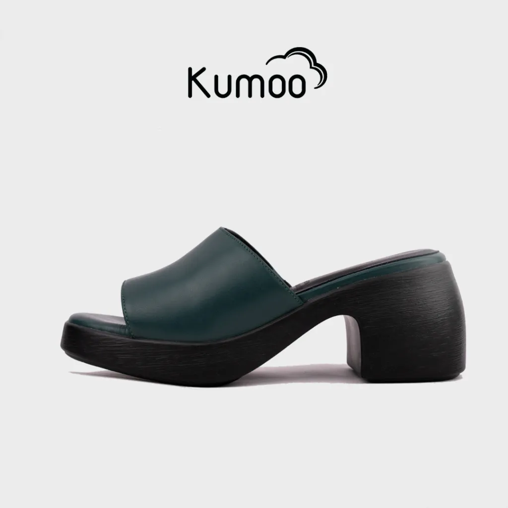 Ảnh Sandal Cao Gót Nữ KUMOO Màu Xanh Ngọc SDCG-KUMO-011 Đế Vuông Lugsole 7cm Cao Trước 2cm Thời Trang 1