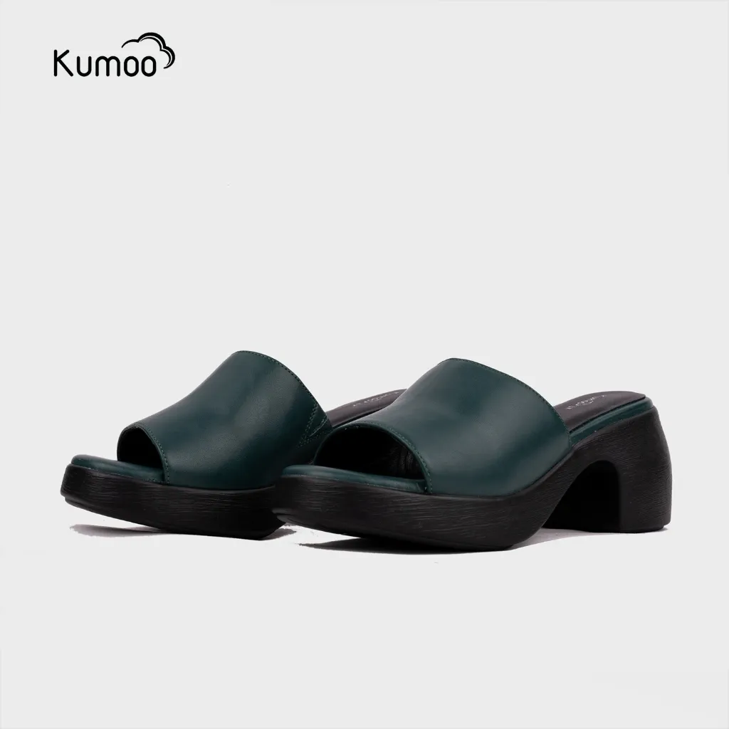 Ảnh Sandal Cao Gót Nữ KUMOO Màu Xanh Ngọc SDCG-KUMO-011 Đế Vuông Lugsole 7cm Cao Trước 2cm Thời Trang 3