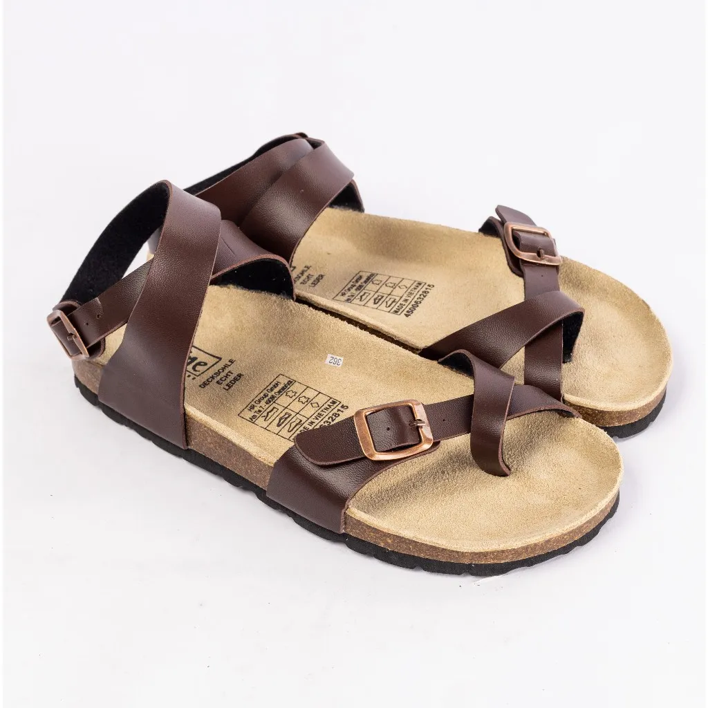 Ảnh Sandal công sở Birken Đế Trấu BIOLINE Official Unisex nam nữ Quai Da PU cao cấp đan cổ chân - PU16 2