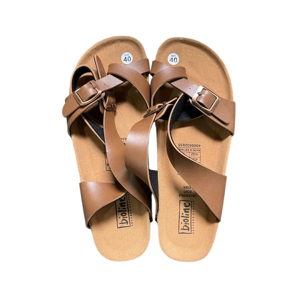 Ảnh Sandal công sở Birken Đế Trấu BIOLINE Official Unisex nam nữ Quai Da PU cao cấp đan cổ chân - PU16 4