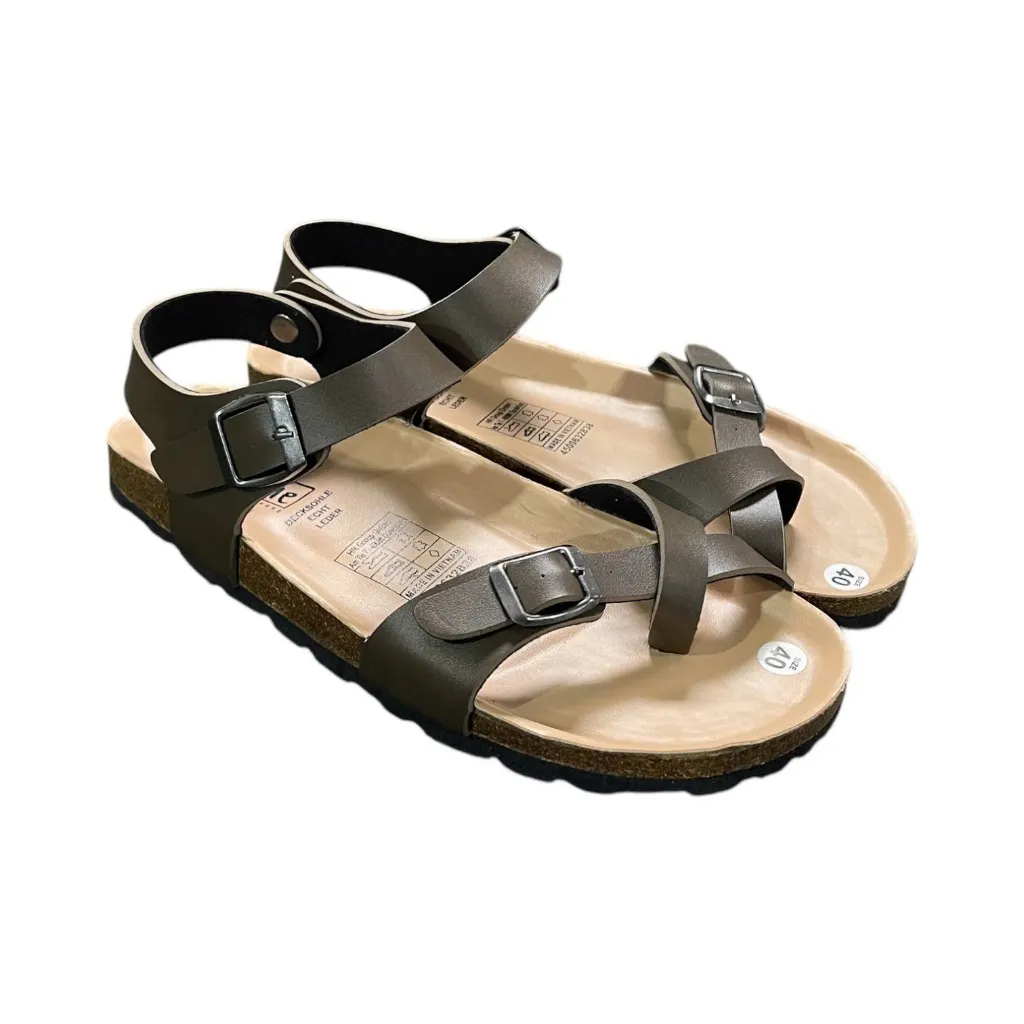Ảnh Sandal Đế Trấu Unisex Nam NữBIOLINE Official Quai Da Pu Đan Chéo Xỏ Ngón - PUK14 2