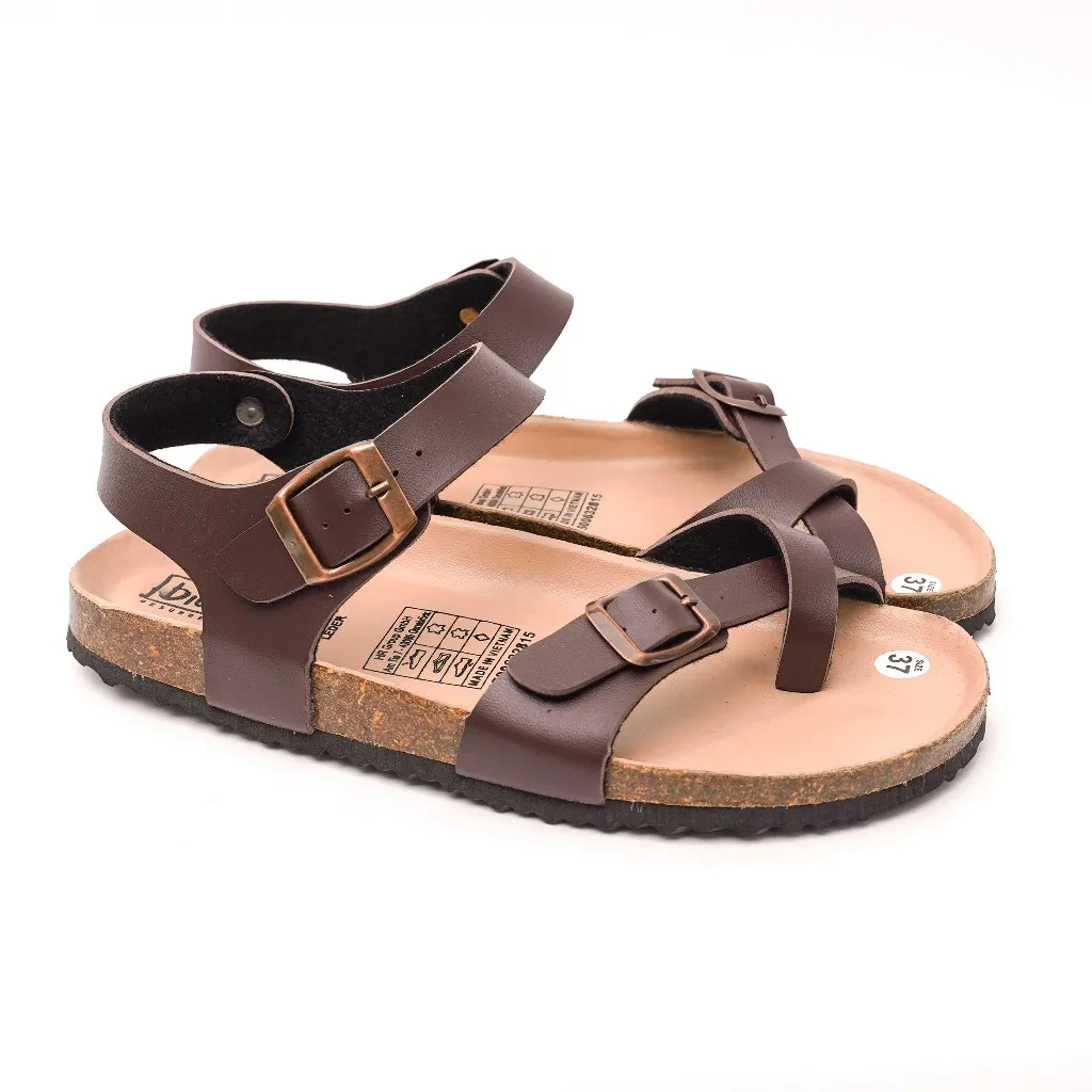 Ảnh Sandal Đế Trấu Unisex Nam NữBIOLINE Official Quai Da Pu Đan Chéo Xỏ Ngón - PUK14 3