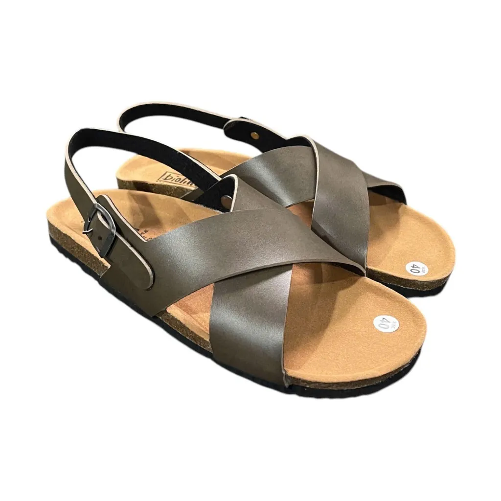 Ảnh Sandal học sinh Birken Đế Trấu BIOLINE Unisex Nam nữ đi học Quai Chữ X - PU11 2