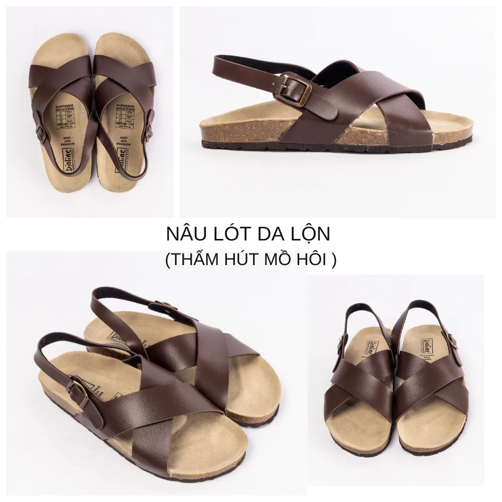 Ảnh Sandal học sinh Birken Đế Trấu BIOLINE Unisex Nam nữ đi học Quai Chữ X - PU11 4