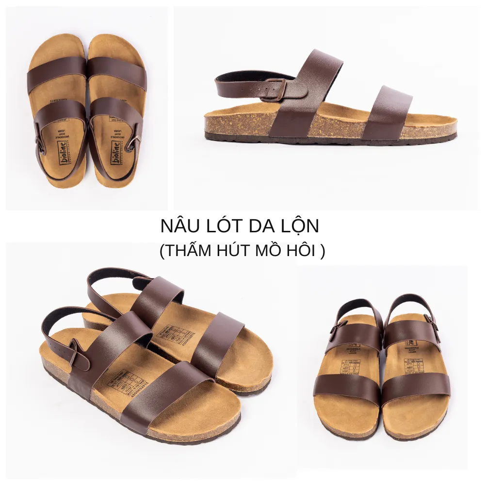 Ảnh Sandal học sinh, sinh viên Birken Đế Trấu BIOLINE Official Unisex nam nữ hai quai ngang - PU15 2