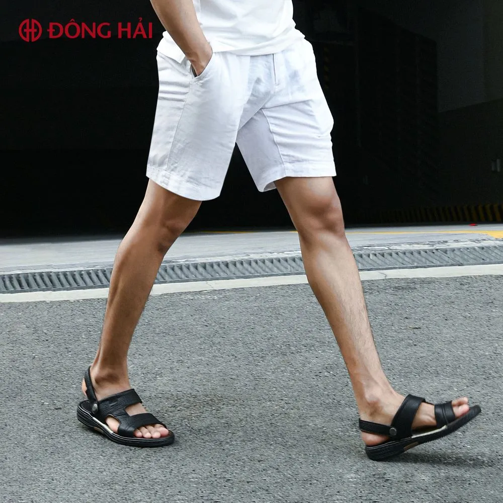 Ảnh Sandal nam da bò Đông Hải quai ngang bản to nam tính dễ phối trang phục - S1131 3