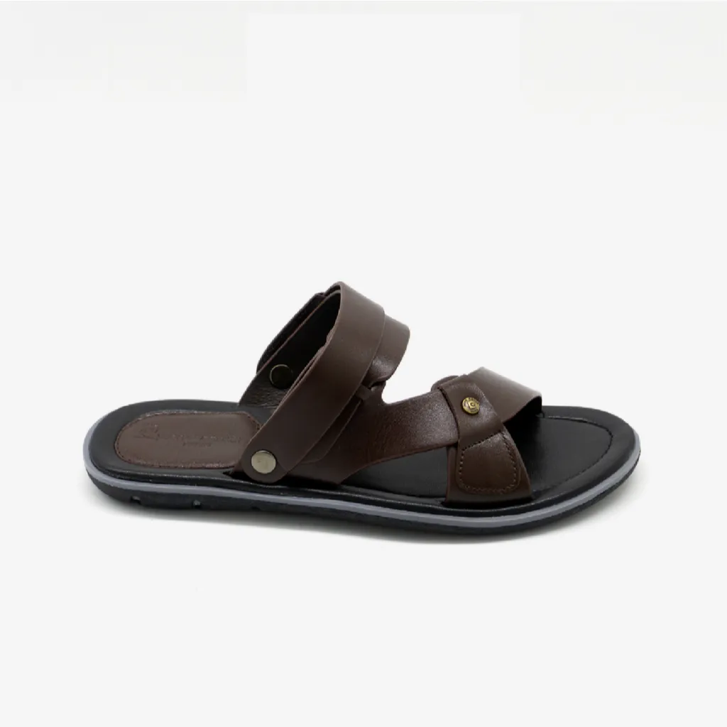 Ảnh Sandal nam Pierre Cardin Pháp da bò thật quai chéo, quai hậu không tăng giảm, đế cao su 156 - Hàng chính hãng 3